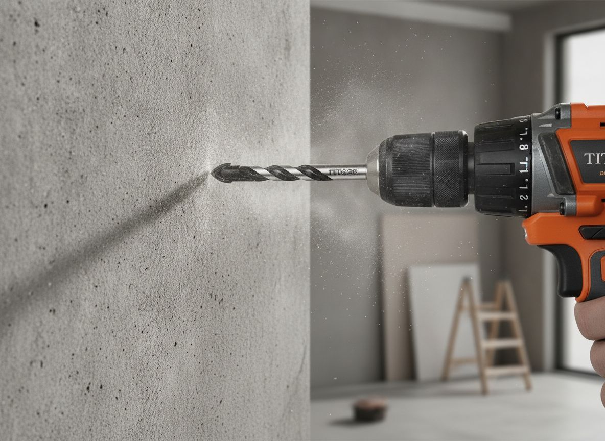 masonry drill in action