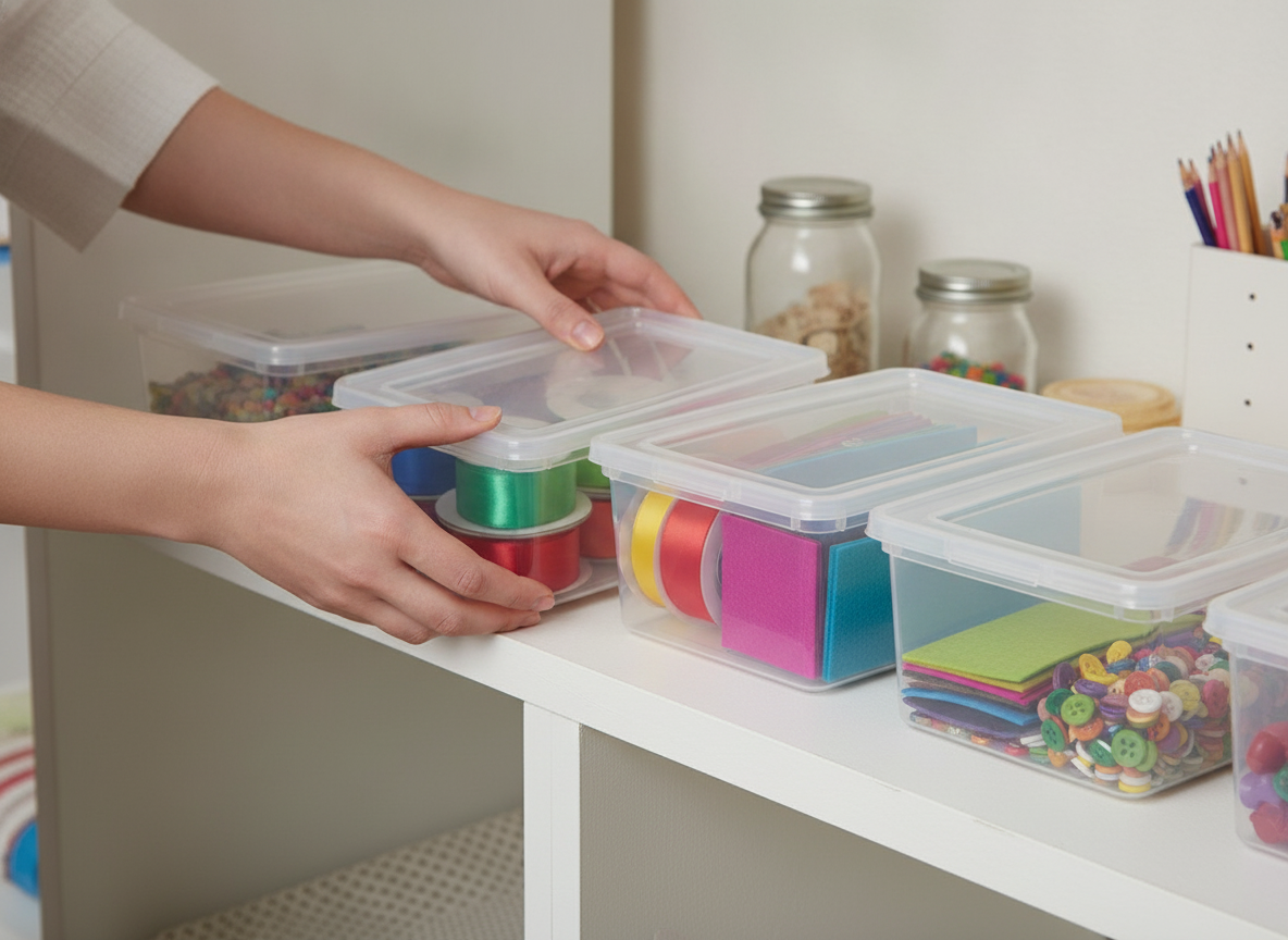 storage bins in action